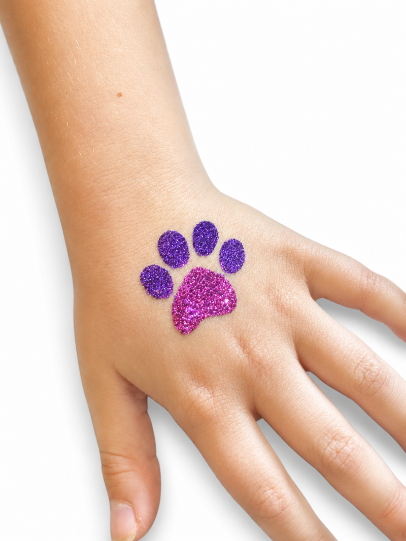 glitter tattoo paw print