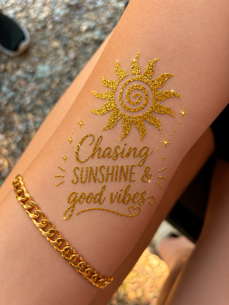 glitter tattoos sun swirl
