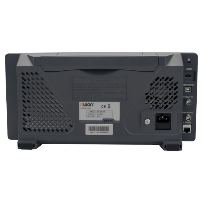 OWON XSA800 rear panel with LAN, USB and HDMI ports