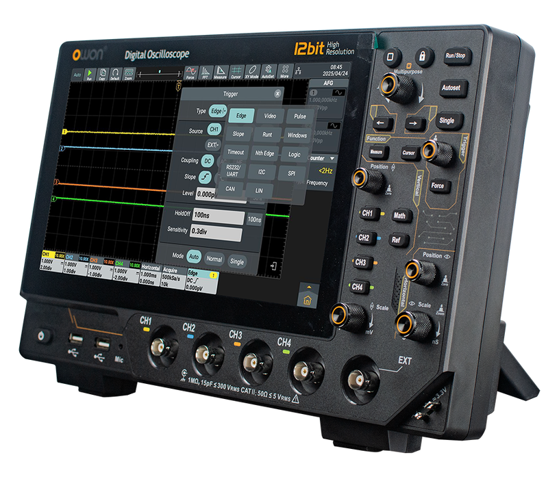 OWON ADS4000A oscilloscope side view