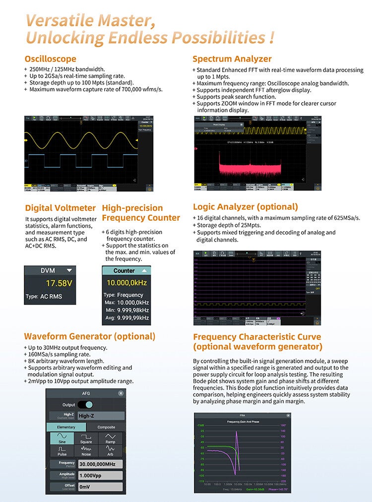 OWON ADS900A multifunction overview: scope, generator, logic analyser