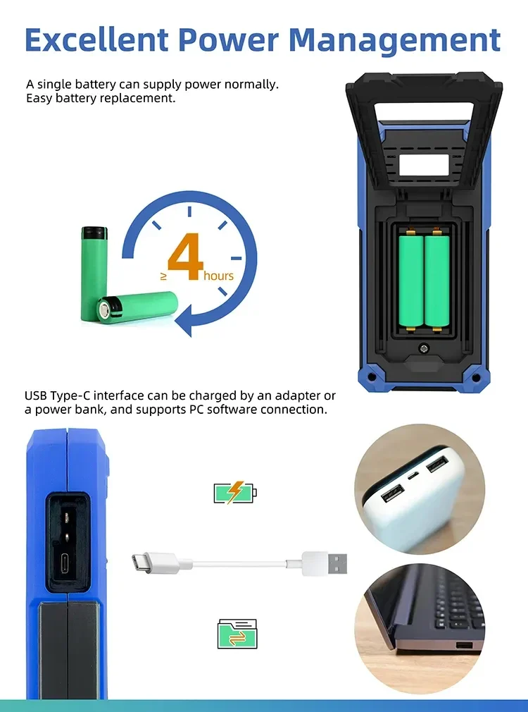 HDS200 rechargeable 18650 battery and USB-C charging