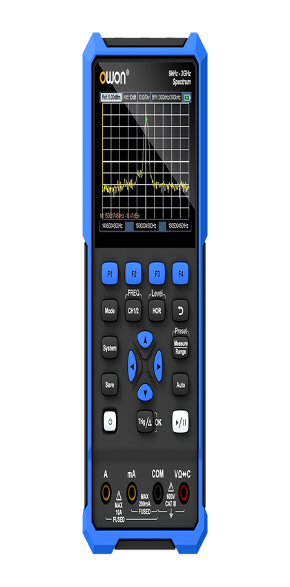 OWON HSA2307 handheld spectrum analyser, oscilloscope and multimeter