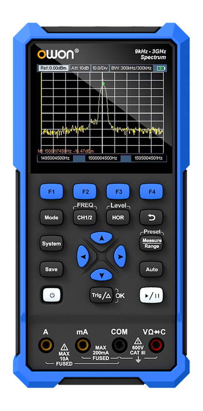 OWON HSA2307 handheld spectrum analyser, oscilloscope and multimeter