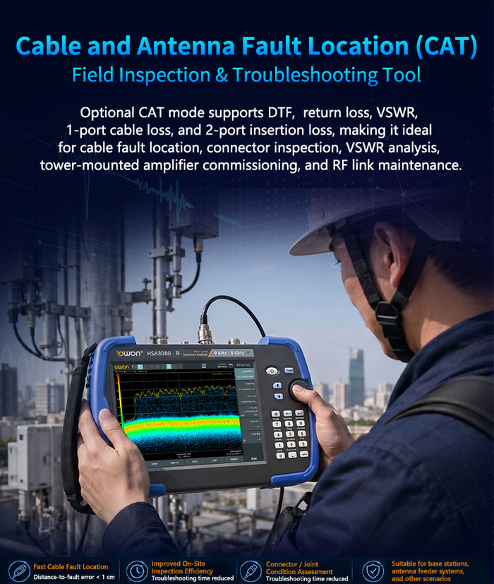 OWON HSA3000-R cable and antenna measurement in the field on a tower feeder