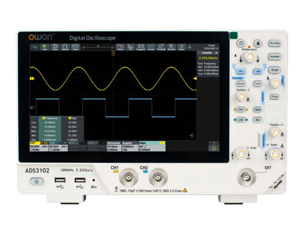 OWON ADS3102 100Mhz 2CH 4th-Gen. Multifunction Digital Oscilloscope