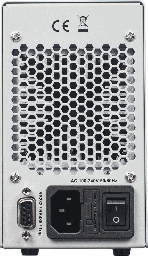 OWON OEL6015 rear panel with RS232, RS485 and mains inlet