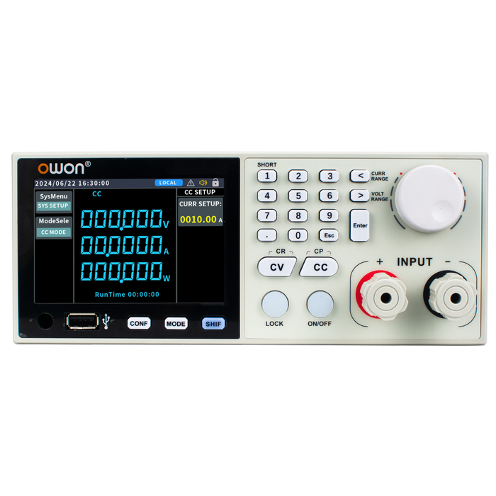 OWON OEL85 display with live voltage, current and power readback