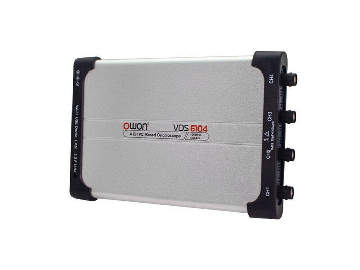 OWON VDS6104 virtual oscilloscope, angled view