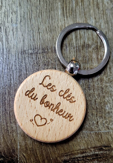 Porte-clés rond en bois