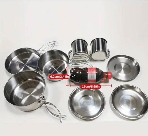 8 piece stainless steel camp cooking set