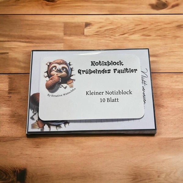 Notizblock "Grübelndes Faultier"