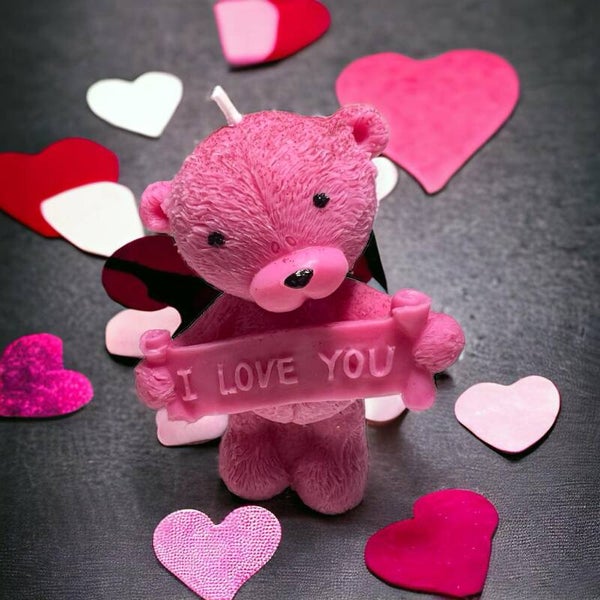 Standkerze Teddy " I love you "