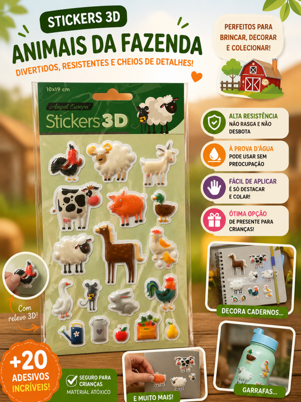 Stickers animais da fazenda 3D