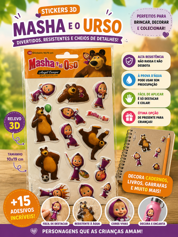 Stickers Masha e o Urso 3D