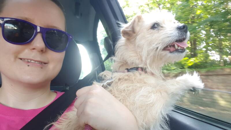 Lola (and me, holding her lead in both hands...!