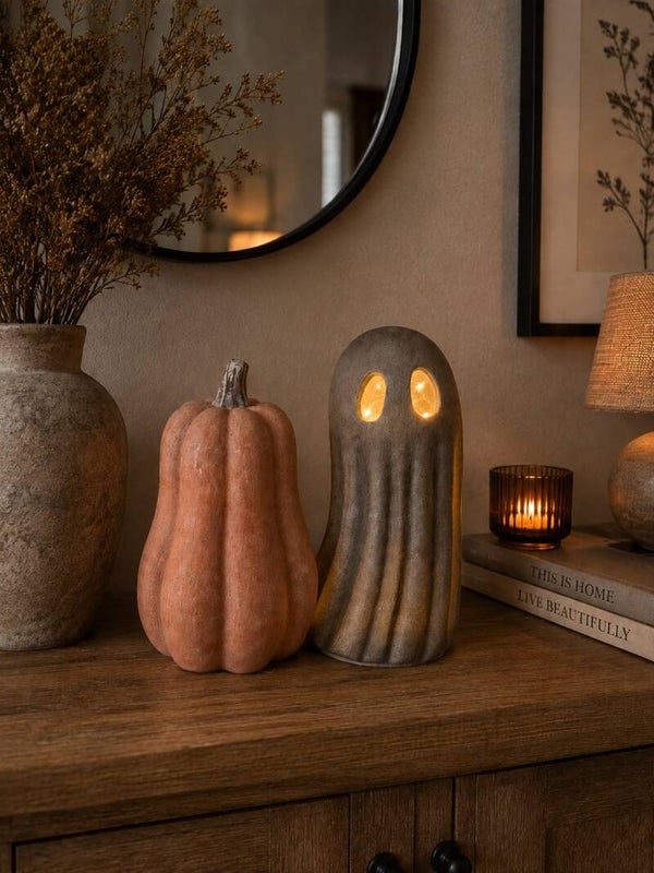 Taupe spook L met goudeffect