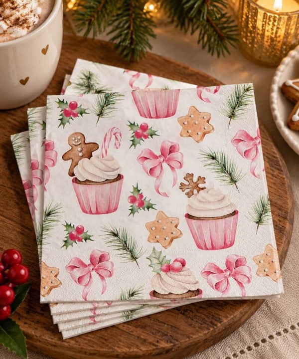 Servetten - kerstcupcakes