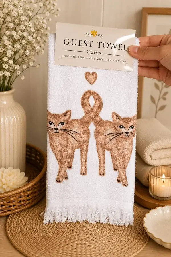 Handdoekje 2 katten