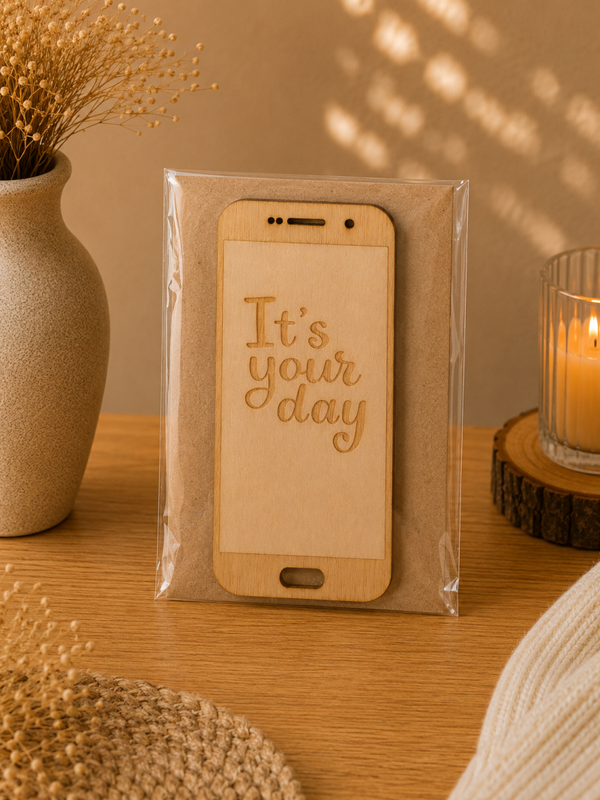 Houten wenskaart : it's your day