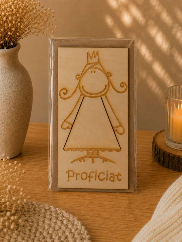 Houten wenskaart : proficiat