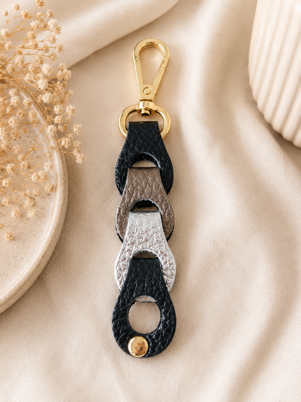 Sleutelhanger zwart, bruin & goud