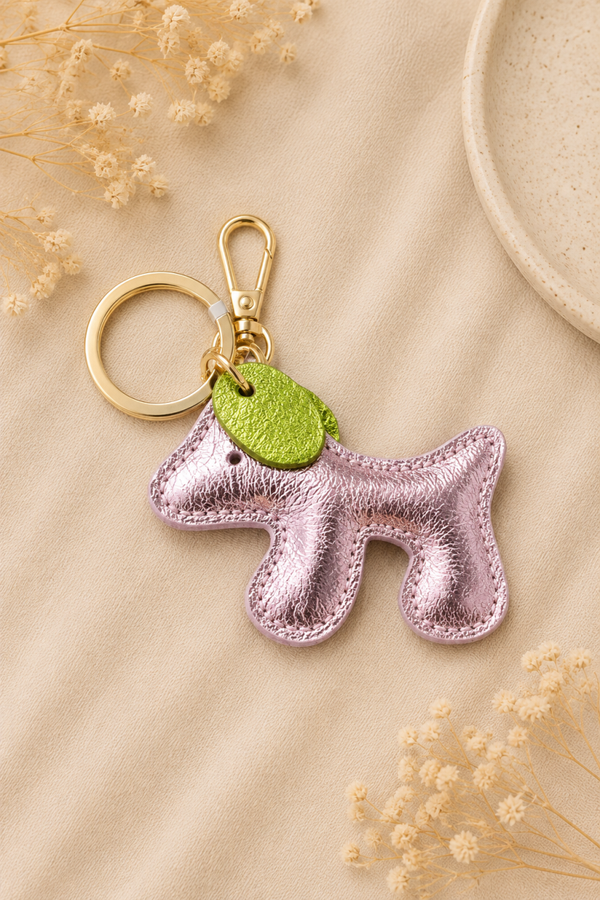 Sleutelhanger hond roze & groen