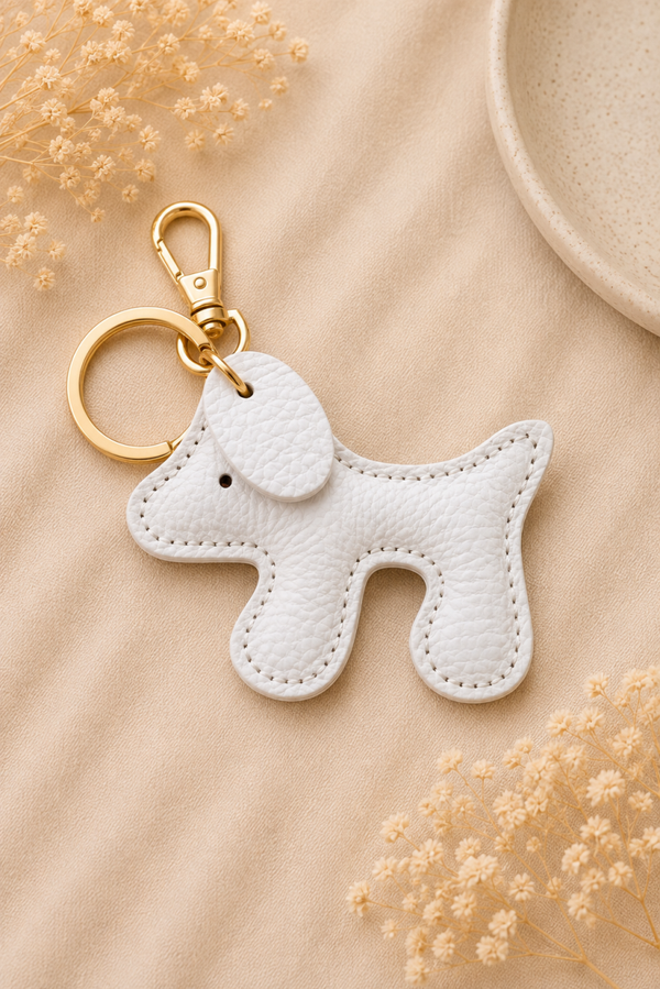 Sleutelhanger hond wit