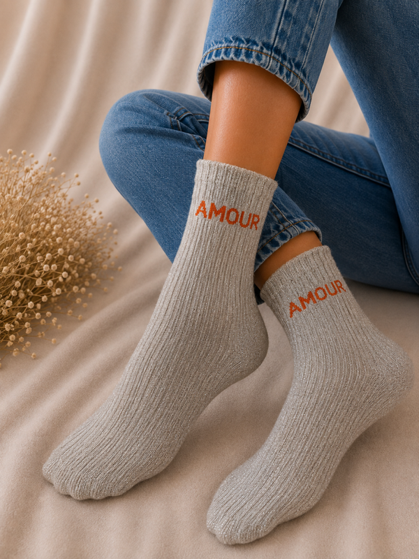 Lange glitter sokken amour