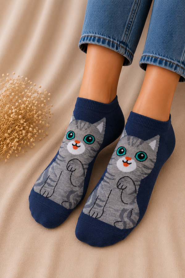 Enkelsokken grijze kat