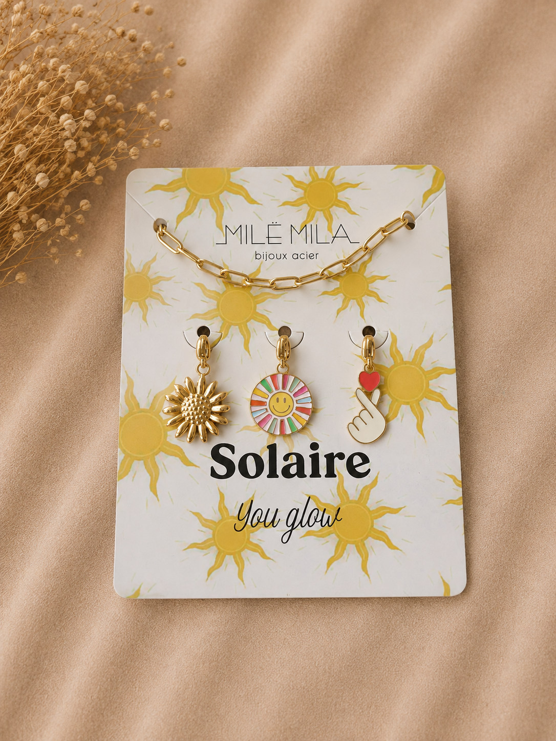 Ketting met 3 bedels solaire you glow