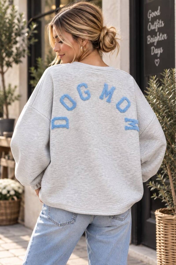 Dogmom trui - lichtgrijs & blauw