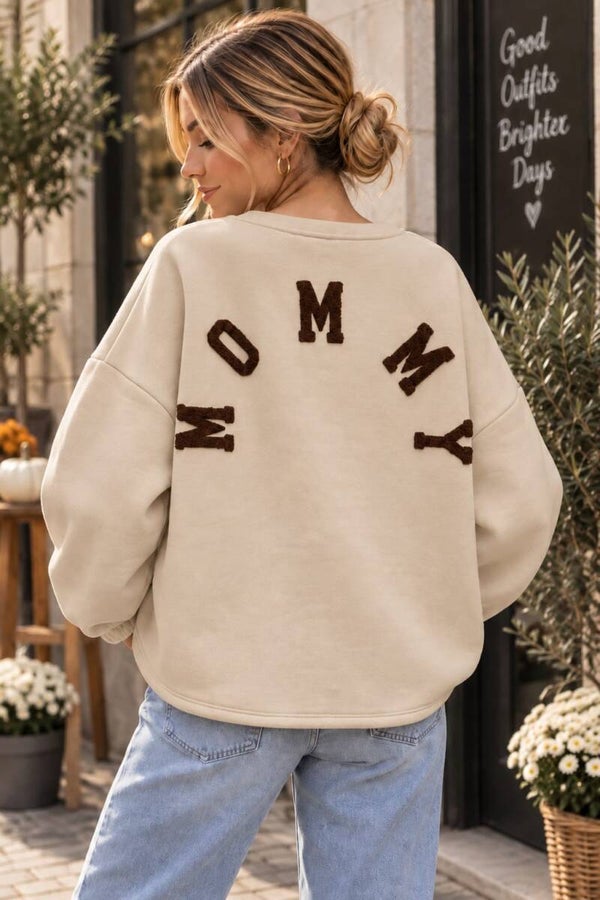 Mommy trui - ecru & bruin