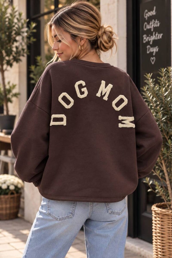 Dogmom trui - bruin & beige