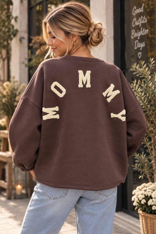 Mommy trui - bruin & ecru