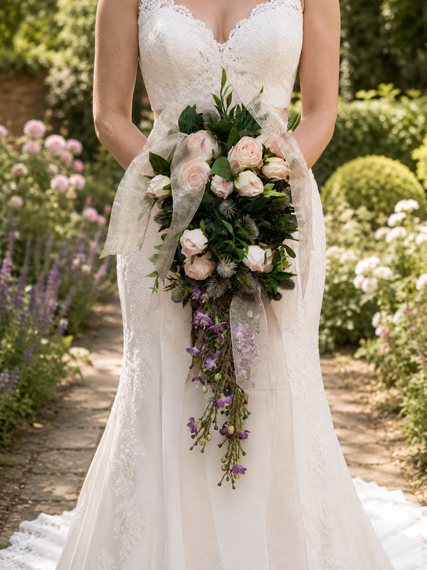 Rose and thistle bridal bouquet