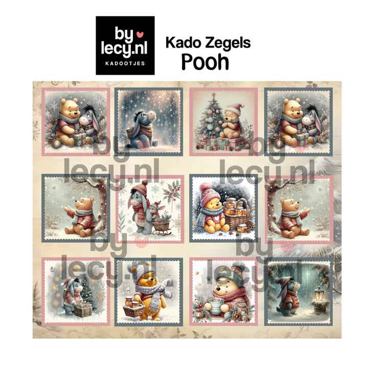 StickerZegels 12 stuks Vintage Pooh