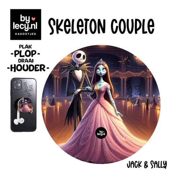 Plop houder voor je mobiel - Skeleton Couple- Nightmare before Christmas- incl kado kaartje