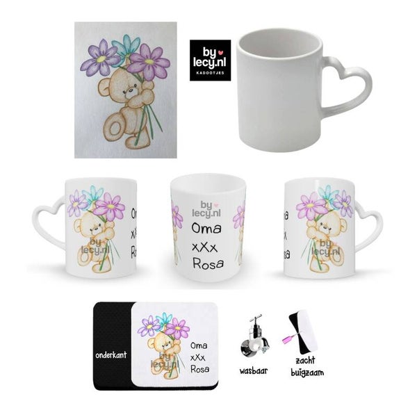 Mok met kleurplaat - tekening van kind