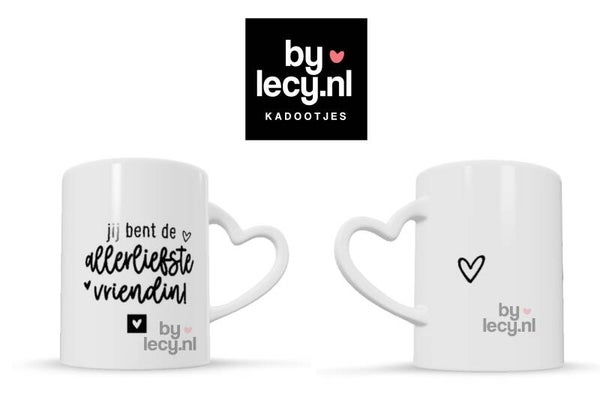 Mok Hart oor - jij bent de Allerliefste - gratis onderzetter + Kaartje