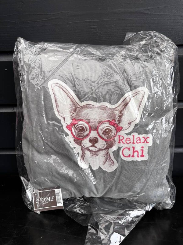 Kussentje Grijs - 45x45 met Glitter Chihuahua