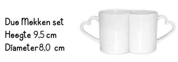 Blanco Sublimatie Duo Mok Set hart oor
