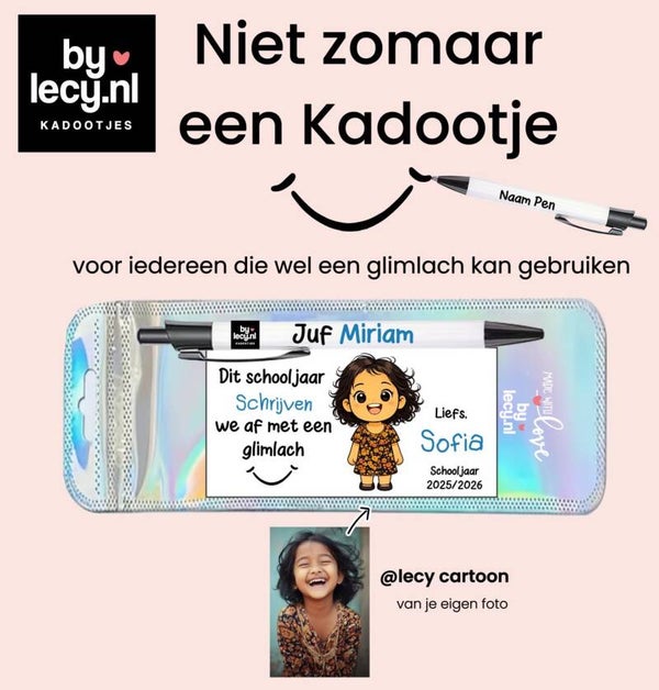 @lecy cartoon Kaartje + naam Pen *binnenkort