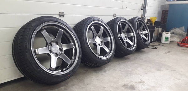 18 inch Forged CSB Custom Wheels Volk Racing TE37 style velgenset 9J & 10J 5x114,3 met banden