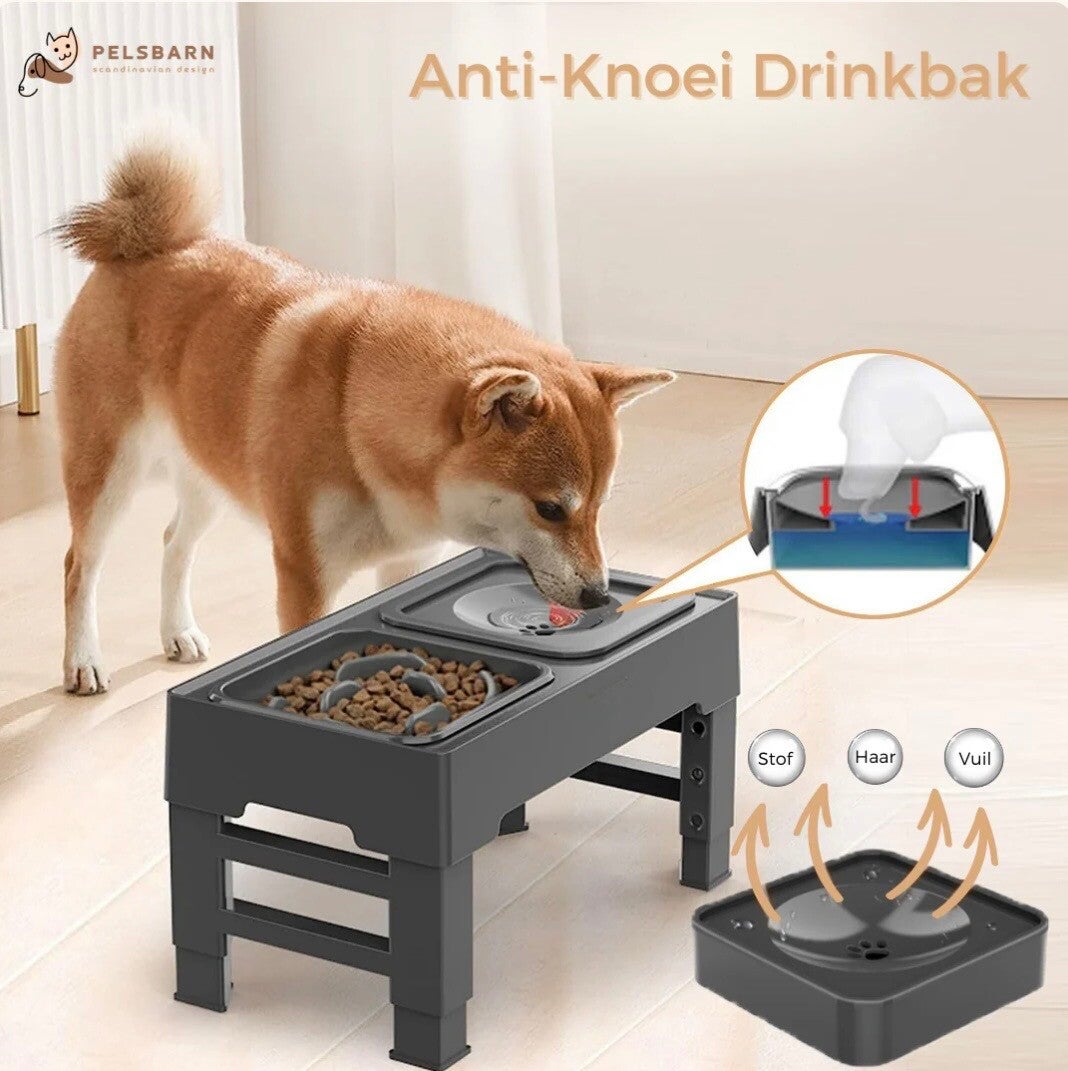 Slow-Feeder & Anti-Knoei Drinkbak (2-in-1) Pelsbarn