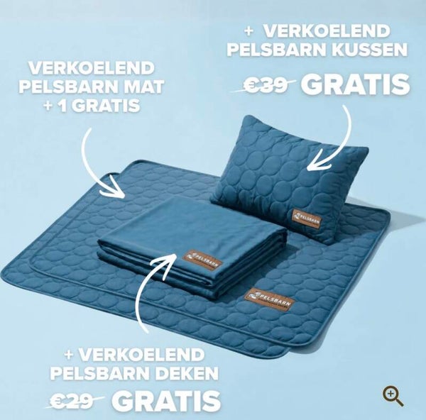 Pelsbarn Verkoelende Hondenmat (1+1) Set met verkoelende deken en kussen.