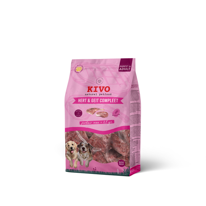 Hert/Geit Compleet portie's (deelblokjes 25 gram) 500 gram