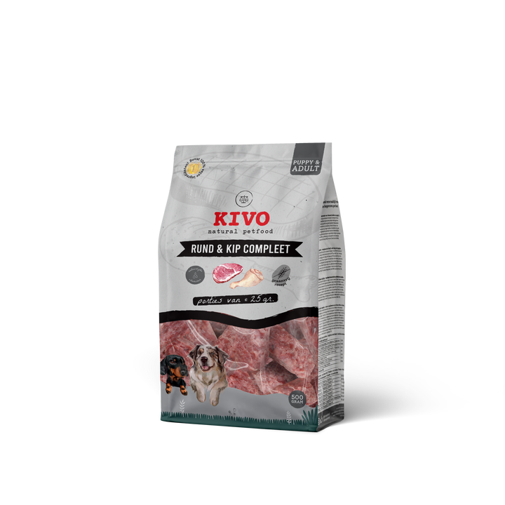 Rund/Kip Compleet portie's (deelblokjes 25 gram) 500 gram