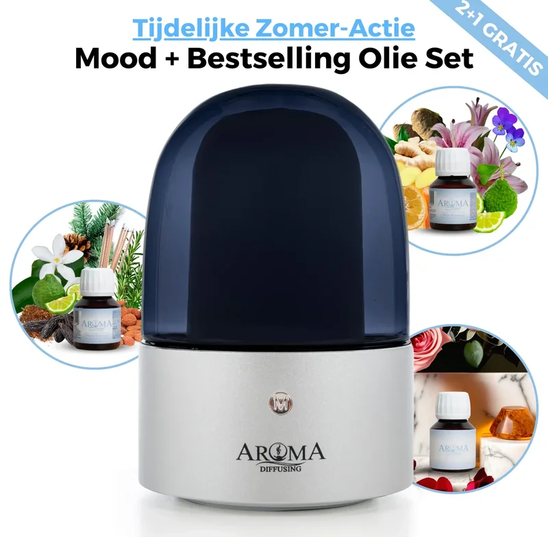 Tijdelijke zomeractie: Mood diffuser + 2+1 gratis bestselling olie set. Geniet van luxe geurbeleving – Petfood Joëlle Goutum