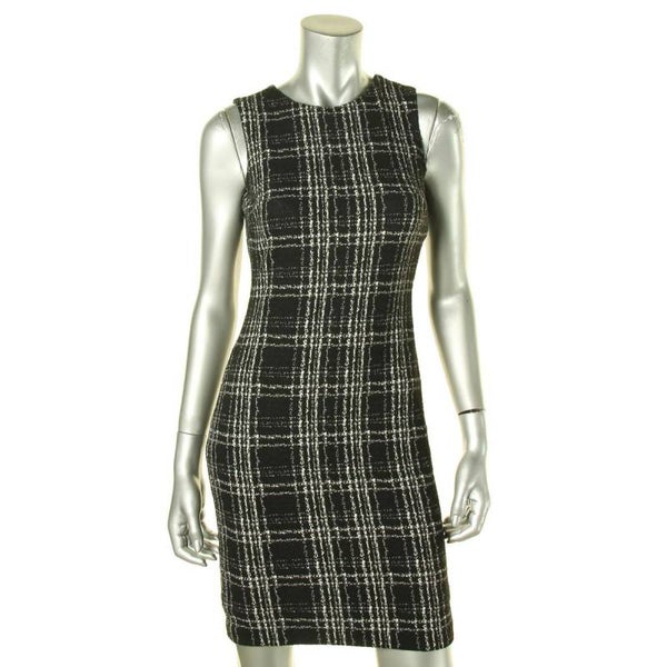 Calvin Klein Womens Petites Sleeveless Plaid Wear to Work Dress Size: 12P